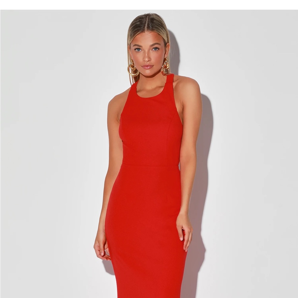 Red Lulus Backless Dress, Size M